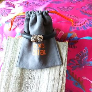 Alexis Bittar Black Crystal Lucite Hinge Bracelet Gunmetal + Goldtone